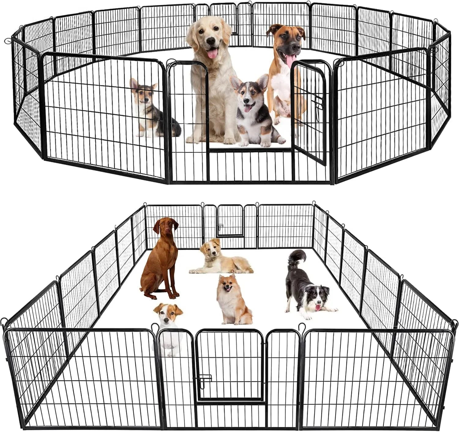 Fence Pet Playpen, Extra Large, Heavy Duty, 16/8 Panels 24 Inches (32" W X 24" H 16 Panles)