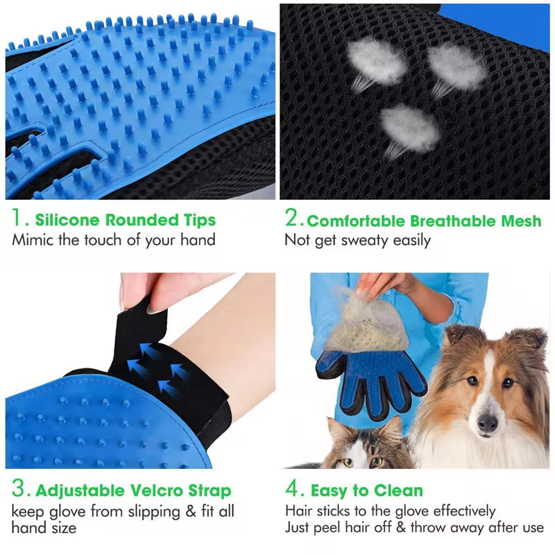 Fashion Rubber Pet Bath Brush Environmental Protection Silicone Glove for Pet Massage Pet Grooming Glove Dogs Cats Pet Supplies