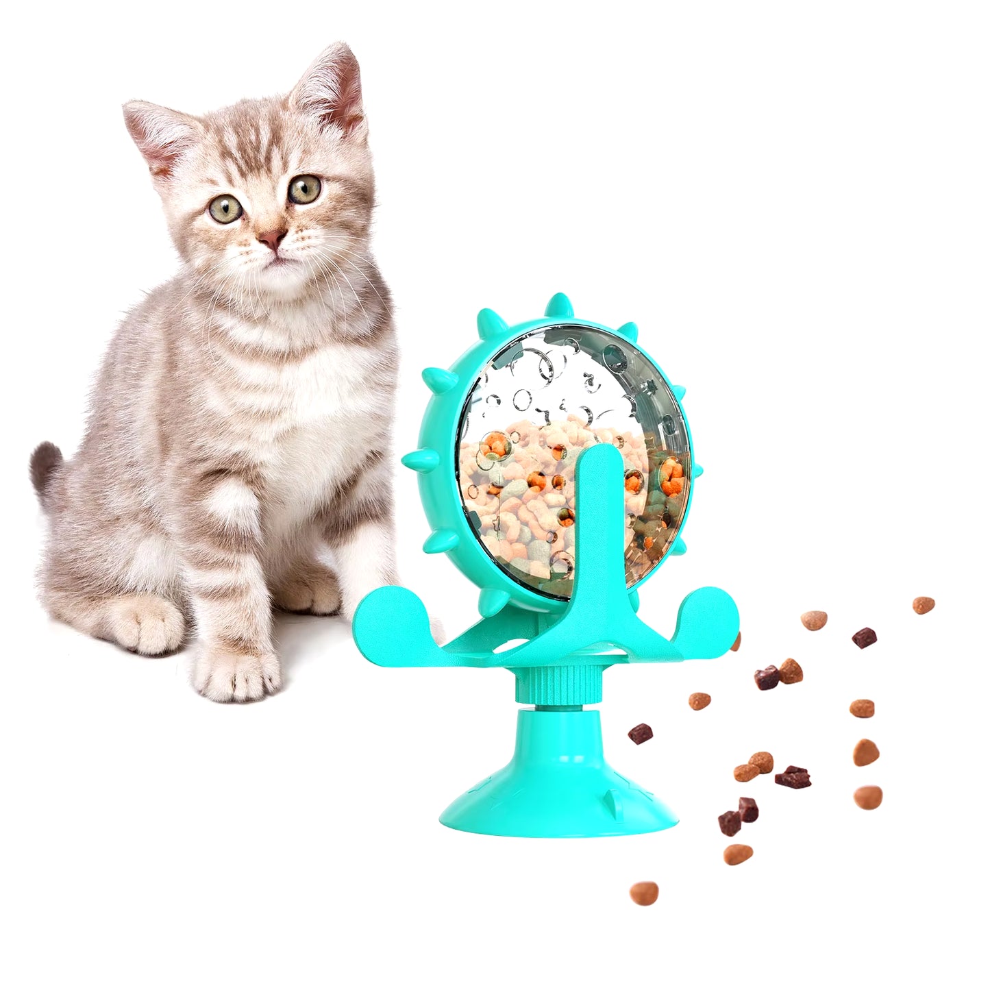 360° Rotating Pet Food Dispenser Interactive Pet Toy Pet Slow Feed Toy No Power Pet Enrichment Toy Strong Suction Cup