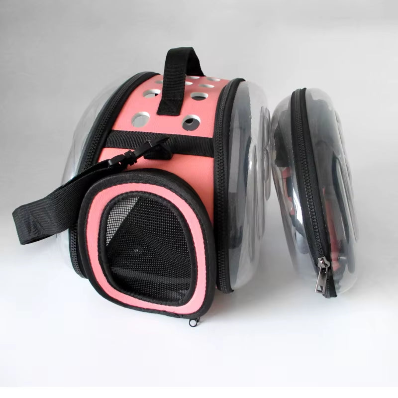 Transparent Foldable Outdoor Pet Travel Carrier Bag for Dog Cat Crossbody Portable Breathable Collapsible Travel Cat Carrier Bag