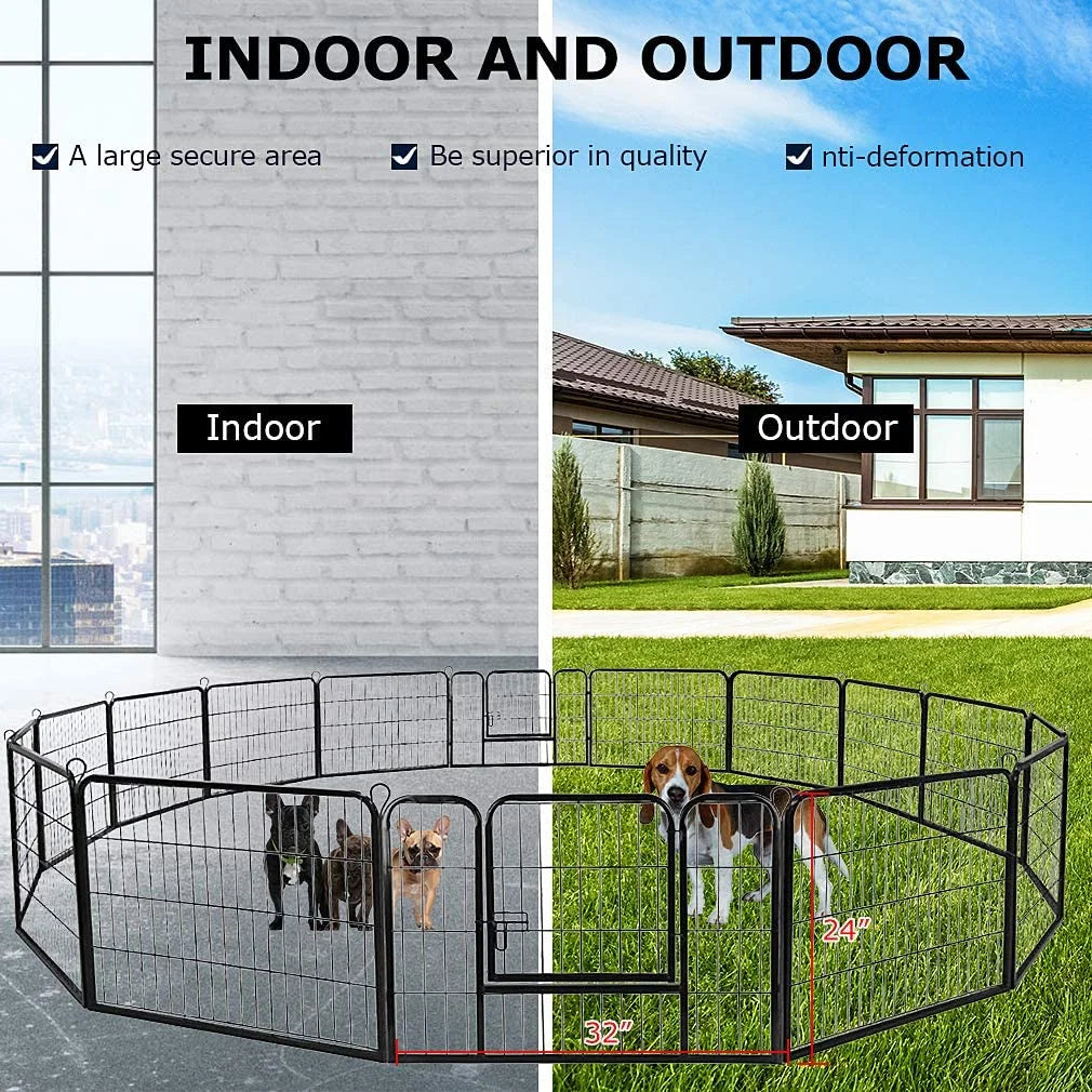 Fence Pet Playpen, Extra Large, Heavy Duty, 16/8 Panels 24 Inches (32" W X 24" H 16 Panles)